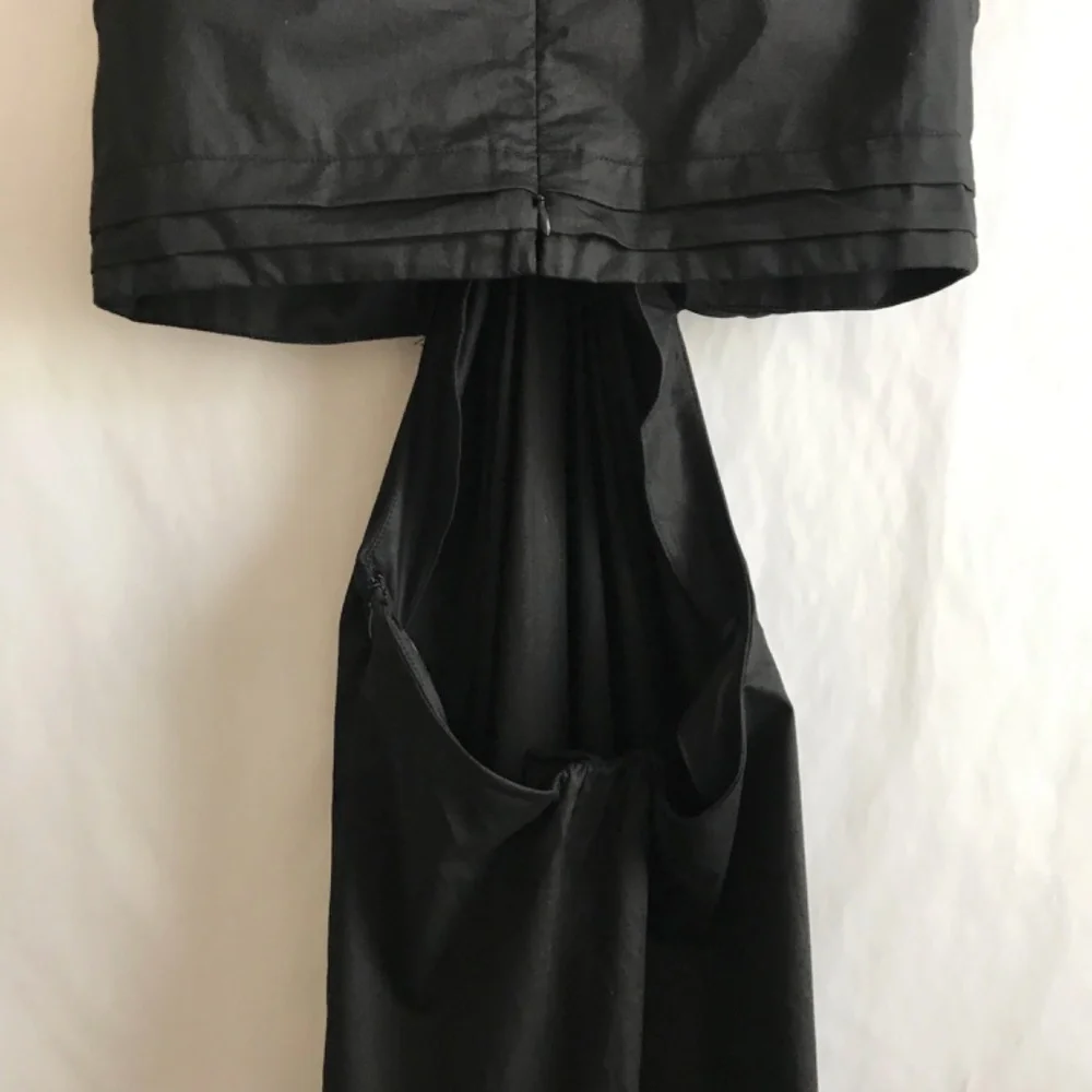 VICI Cut-Out Twist Knot V-Neck Black Maxi Dress M A-Line Tiered High Low Skirt - Picture 6 of 11